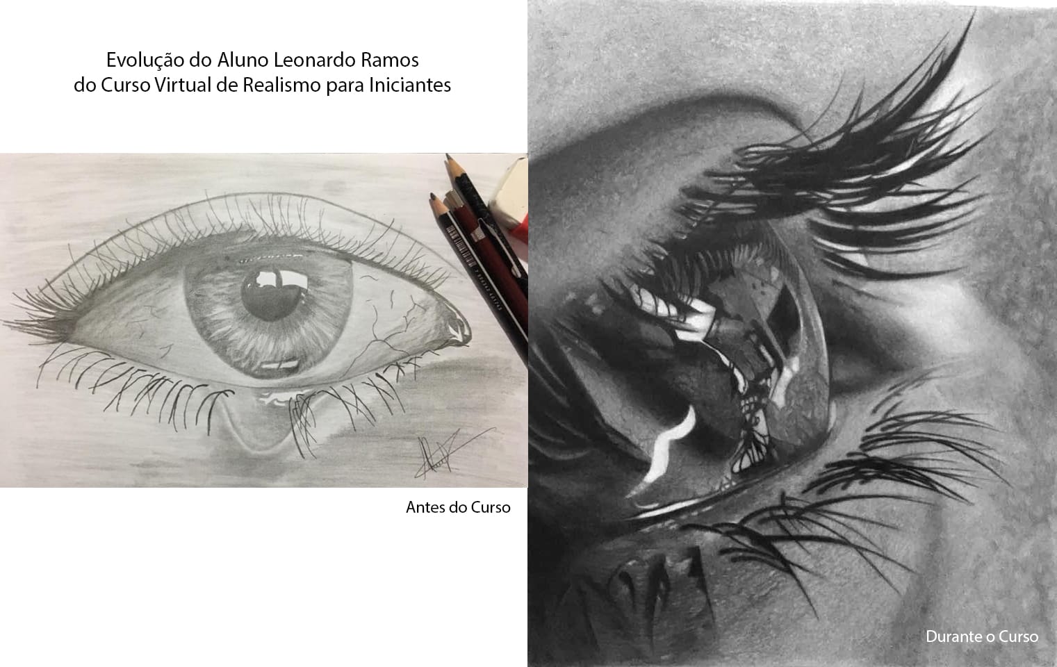 Desenho realista feito à mão — Evolução do aluno Leonardo Ramos do Curso Virtual de Realismo para Iniciantes #dr121 | Desenhos Realistas