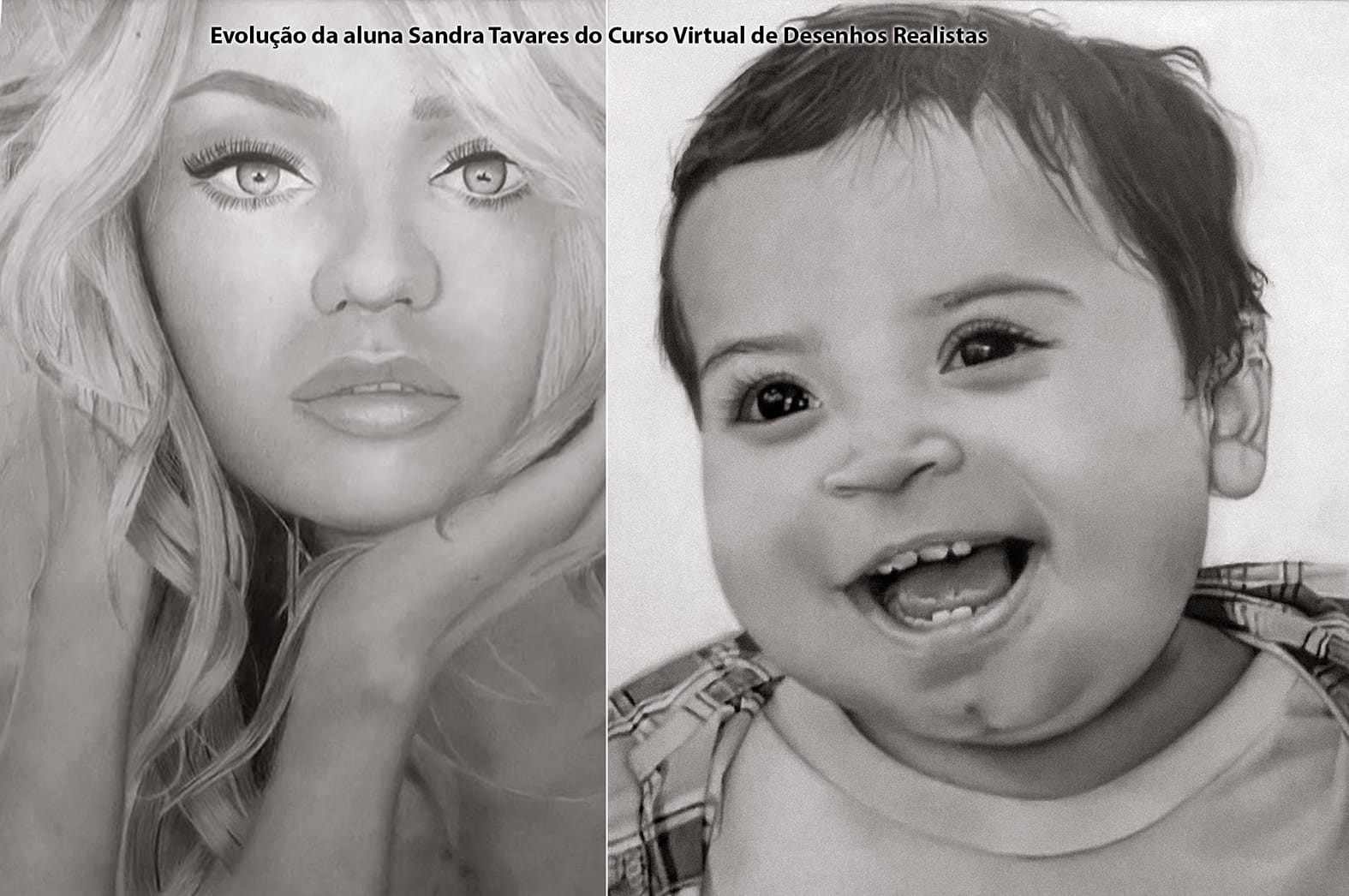 Desenho realista feito à mão — Evolução da Aluna Sandra Tavares do Curso Virtual de Desenhos Realistas #dr122 | Desenhos Realistas