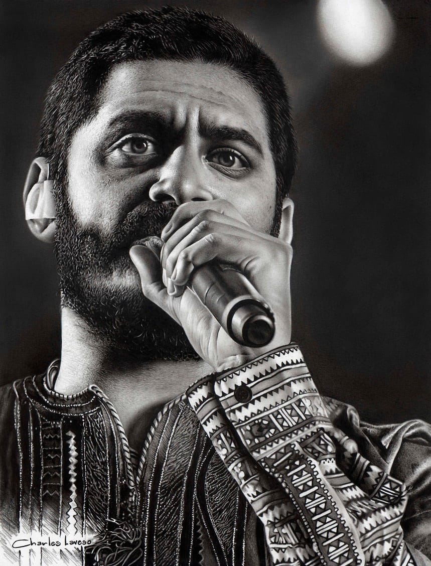 Desenho realista feito à mão — Charles Laveso - Criolo - Desenho em Papel Lana Bristol 30x40cm. #dr232 | Desenhos Realistas