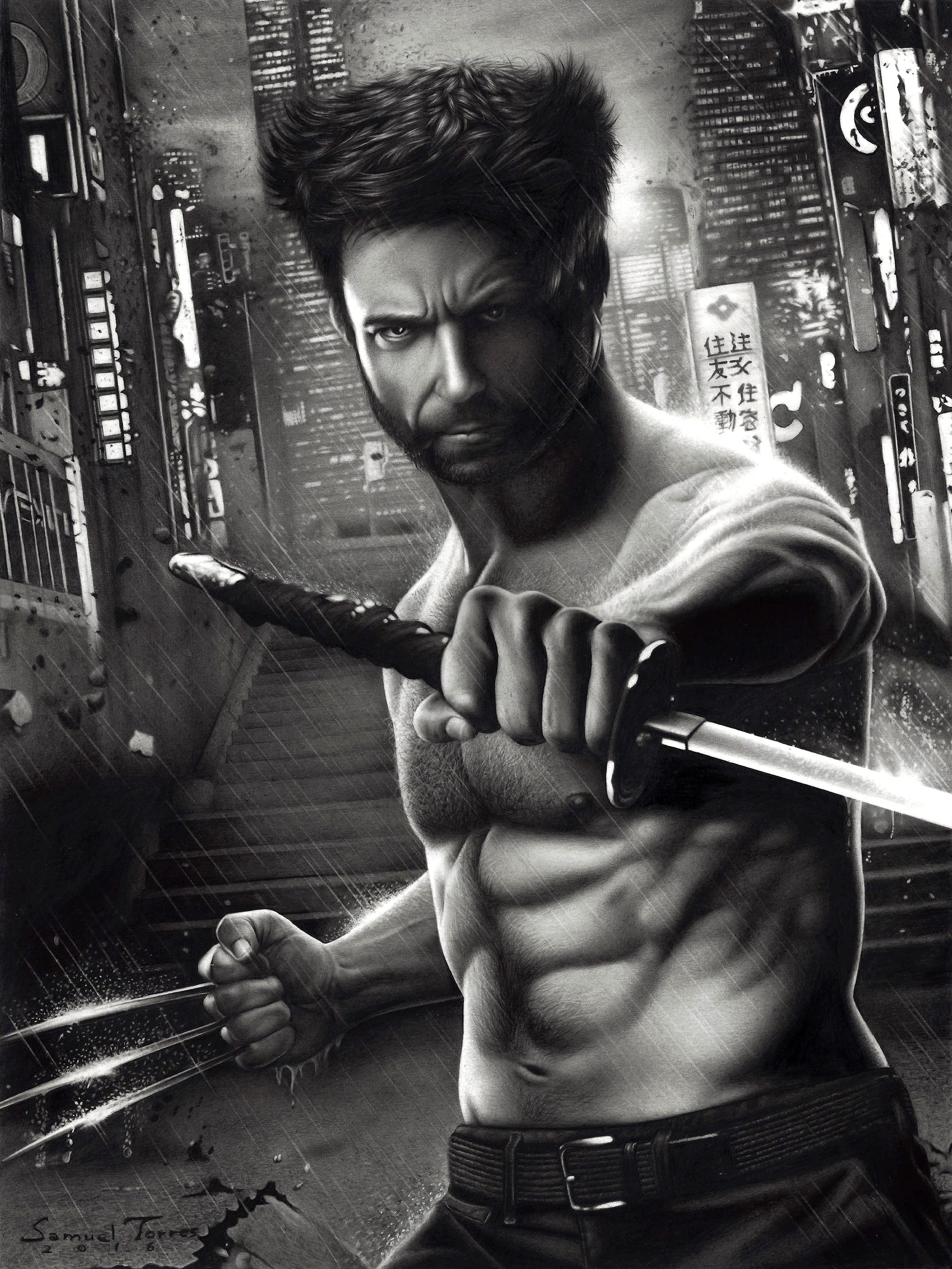 Desenho realista feito à mão — Desenho de Samuel Torres - Wolverine #dr280 | Desenhos Realistas