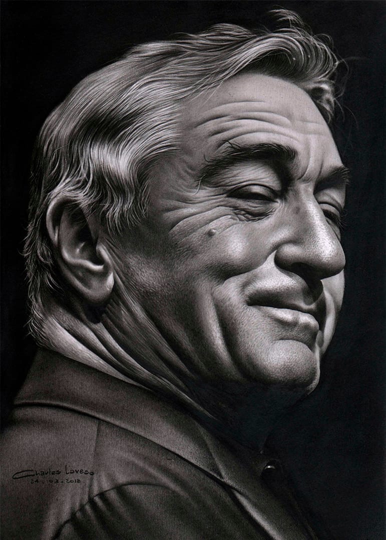 Desenho realista feito à mão — Robert de Niro - Charles Laveso #dr340 | Desenhos Realistas