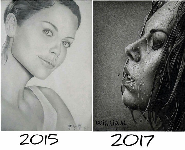 Desenho realista feito à mão — Desenho de William Salviano (antes e depois do Curso Virtual) #dr48 | Desenhos Realistas
