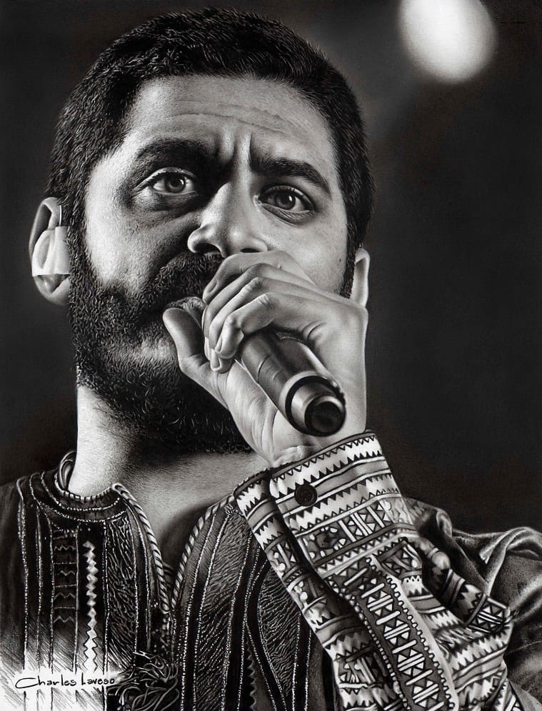 Desenho de retrato em lápis grafite
