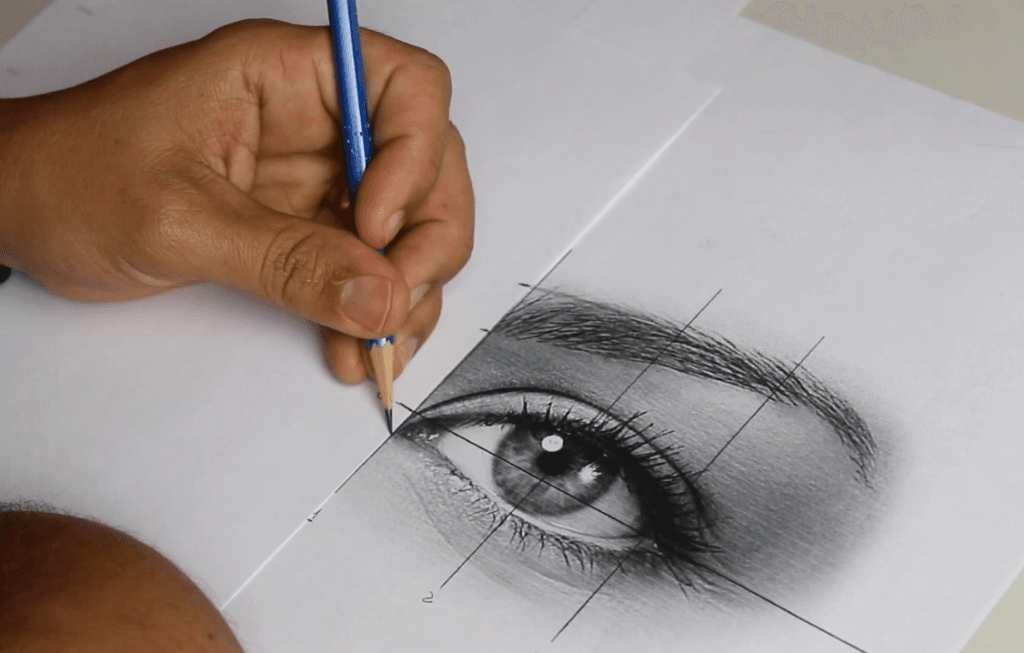 Estudo comparativo mostrando o efeito de percepção de luz e sombra no desenho realista