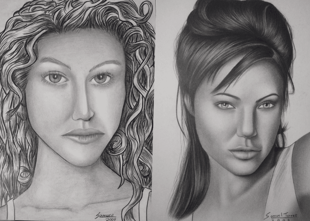 Comparação entre um desenho antes e depois de dominar a técnica do desenho realista com método iterativo