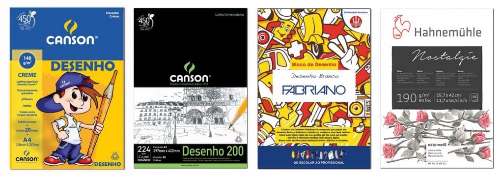 Comparação entre diferentes tipos de papéis para desenho realista