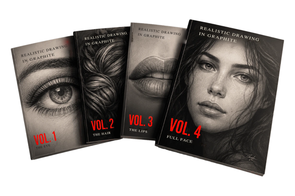 4 realistic drawing guides: The Eye, The Hair, The Lips and Full Face